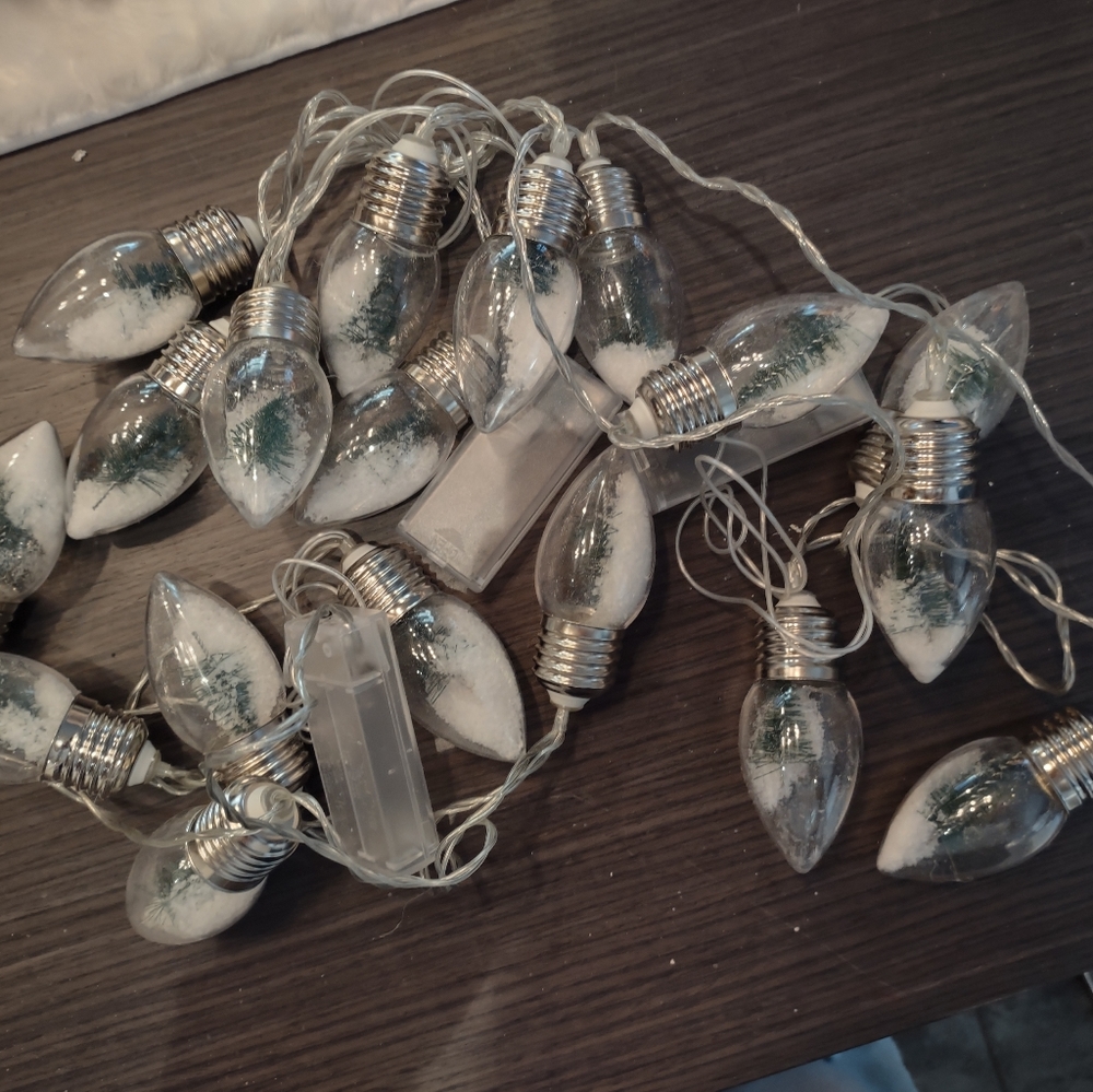 Christmas tree with snow string lights